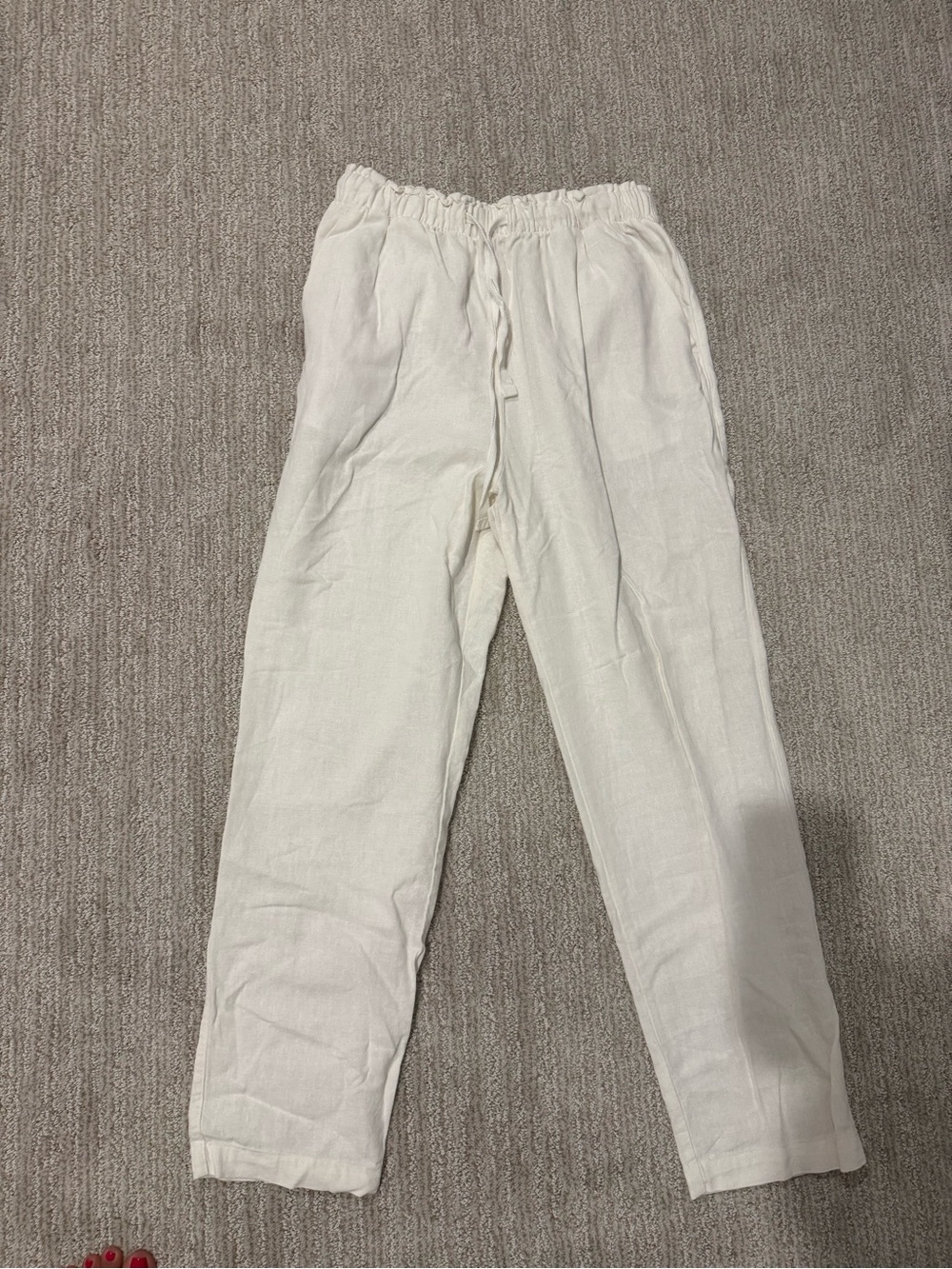 Love Tree Women's Cropped Drawstring Pants in Off-White